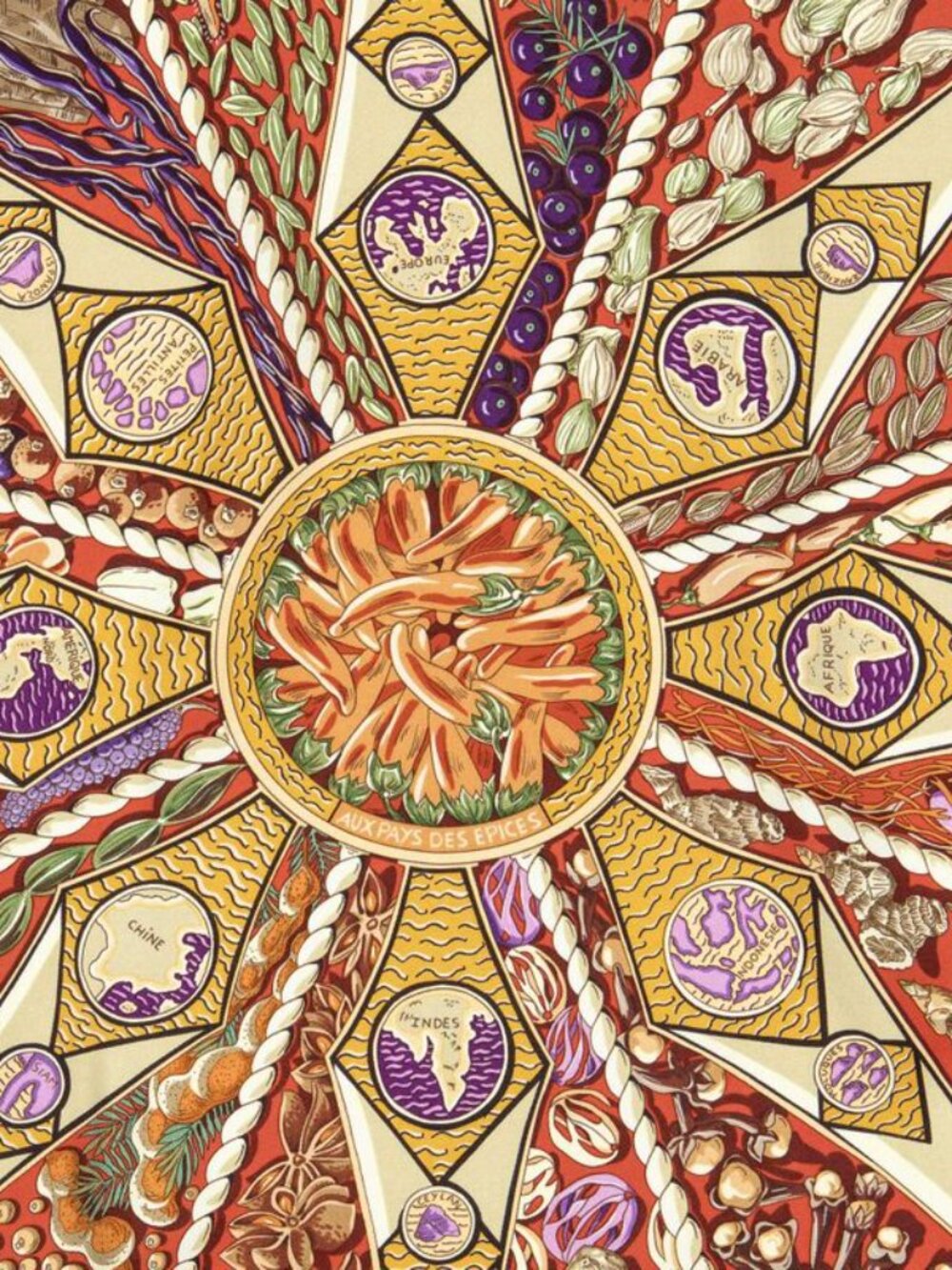 ★SOLD★ Hermes Scarf Red Ivory Purple Silk - Picture 8 of 10